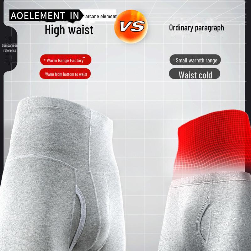 Men's High Waist Warm Cotton Trousers - Lightweight Autumn/Winter Base Layer
