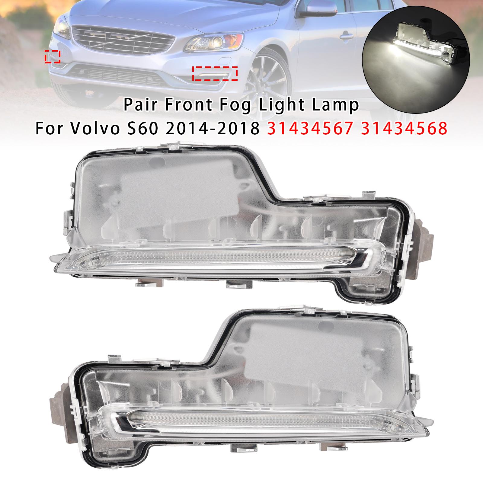 Pair Front Fog Light Lamp For Volvo S60 2014-2018 31434567 31434568