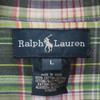 Ralph Lauren Check Pattern Short Sleeve Button Down Shirt L Green System Women Used