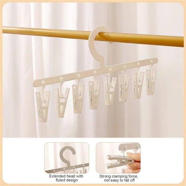 

Многофункциональная вешалка для сушки одежды с 16 зажимами/8 зажимами для носков, сушка нижнего белья, складная вешалка для белья, бытовая 8Clips