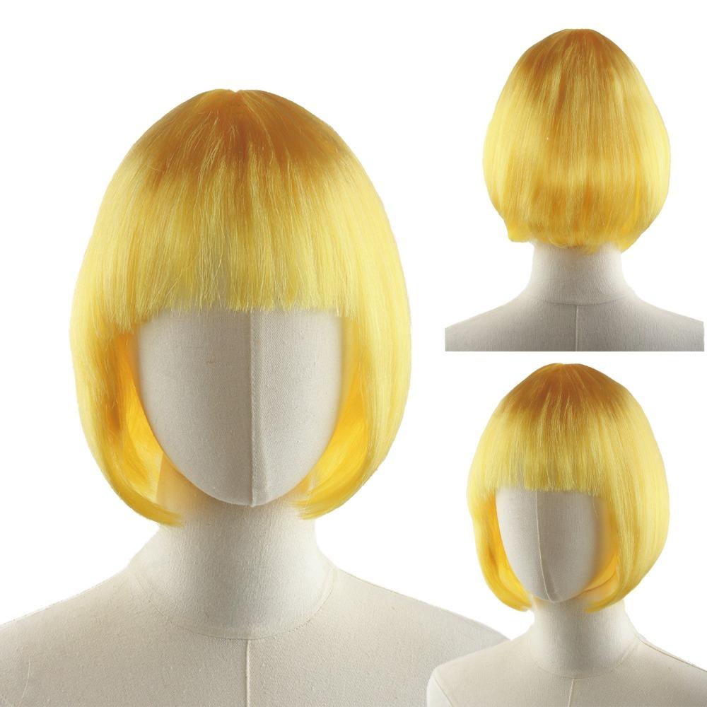 Funny Short Bob Wigs Xmas Wig Halloween Cosplay Anime Wigs Colored Straight Hair Stage Show