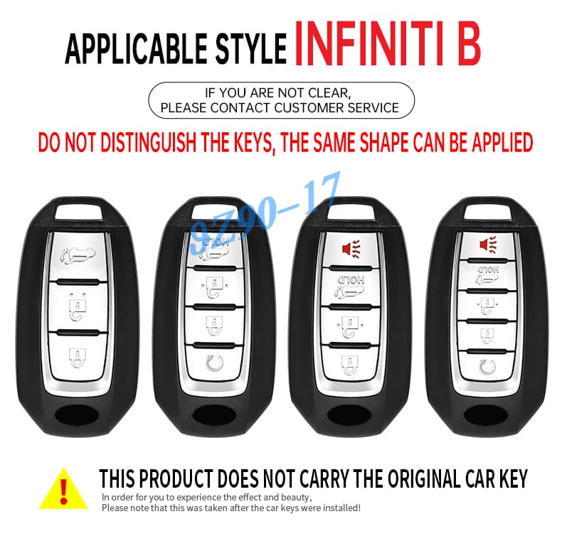 Metal Leather Car Key Fob Case Cover Keychain For Infiniti Q50 Q60 Qx50 Qx55 Qx60 Accessories -