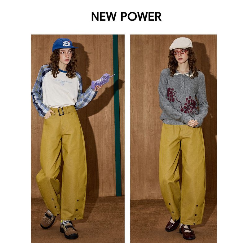 Coolhut2025 Autum High-Waisted Casual Straight-Leg American Retro Loose Work Clothing Women's Casual Pants