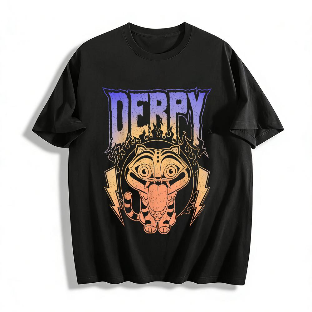 

Derpy Drooling Tiger Print T-shirt Vintage Gradient Casual Tee For Men And Women Pure cotton T-shirt XXS