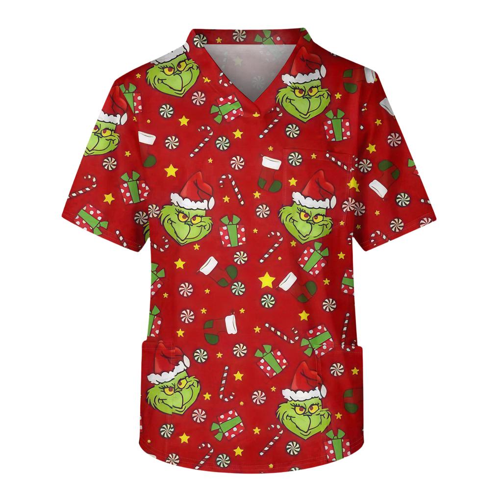 Men's Casual Short-Sleeved V-Neck Printed Front Pocket Top