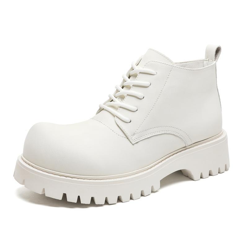 Big head leather shoes platform Martin boots men's middle help 2024 new tooling locomotive trend short boots 18922-J