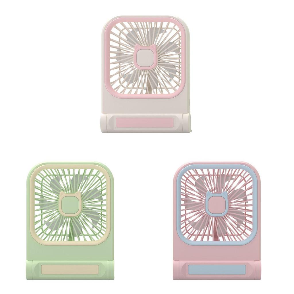 Usb Rechargeable Cartoon Desk Fan With 3speed Settings For Office And Dorm Use
