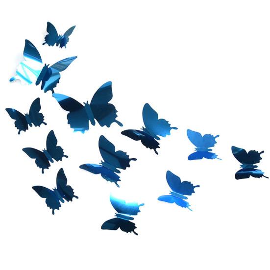 12Pcs PVC Butterfly 3D Mirror Removable Wall Sticker Decal DIY Art Home Decor