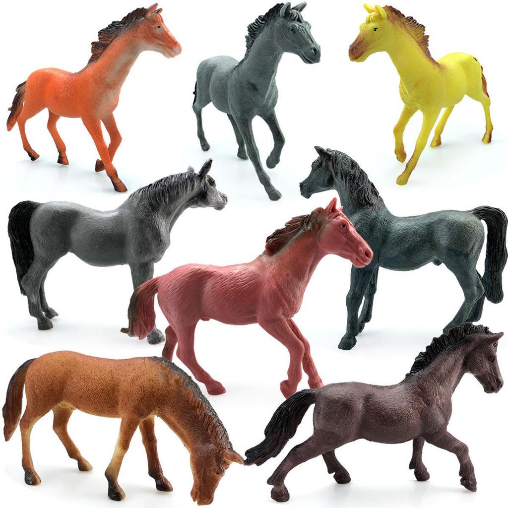 Black Stallion Foal Simulation Animal Model - Wild Horse Cognitive Toy Ornament for Children