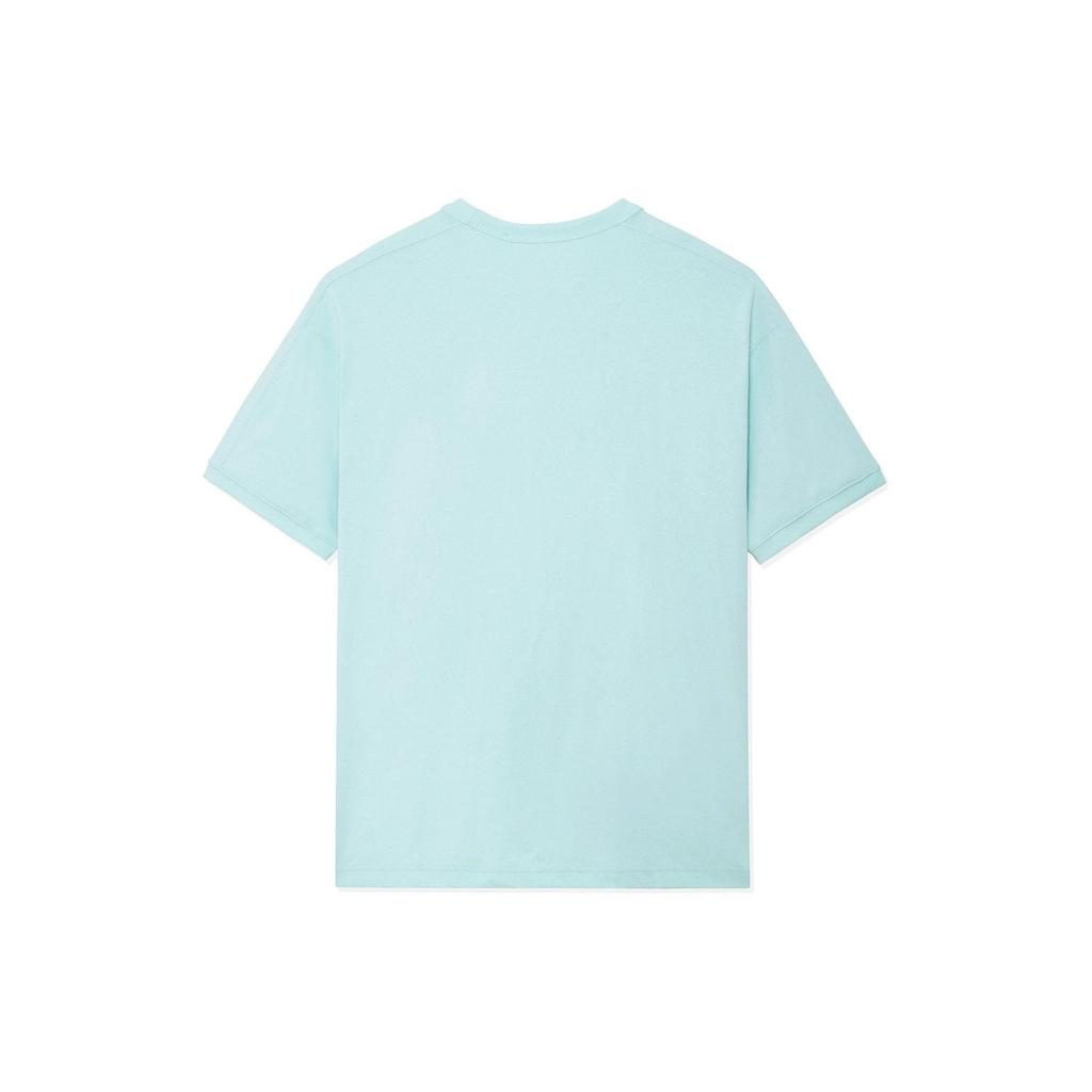 Li-Ning X Rooovie Artist Collaboration Colorblock Checkerboard Pocket Print Loose Short Sleeve T-Shirt Unisex Tops Ice-Blue AHSSB57-2