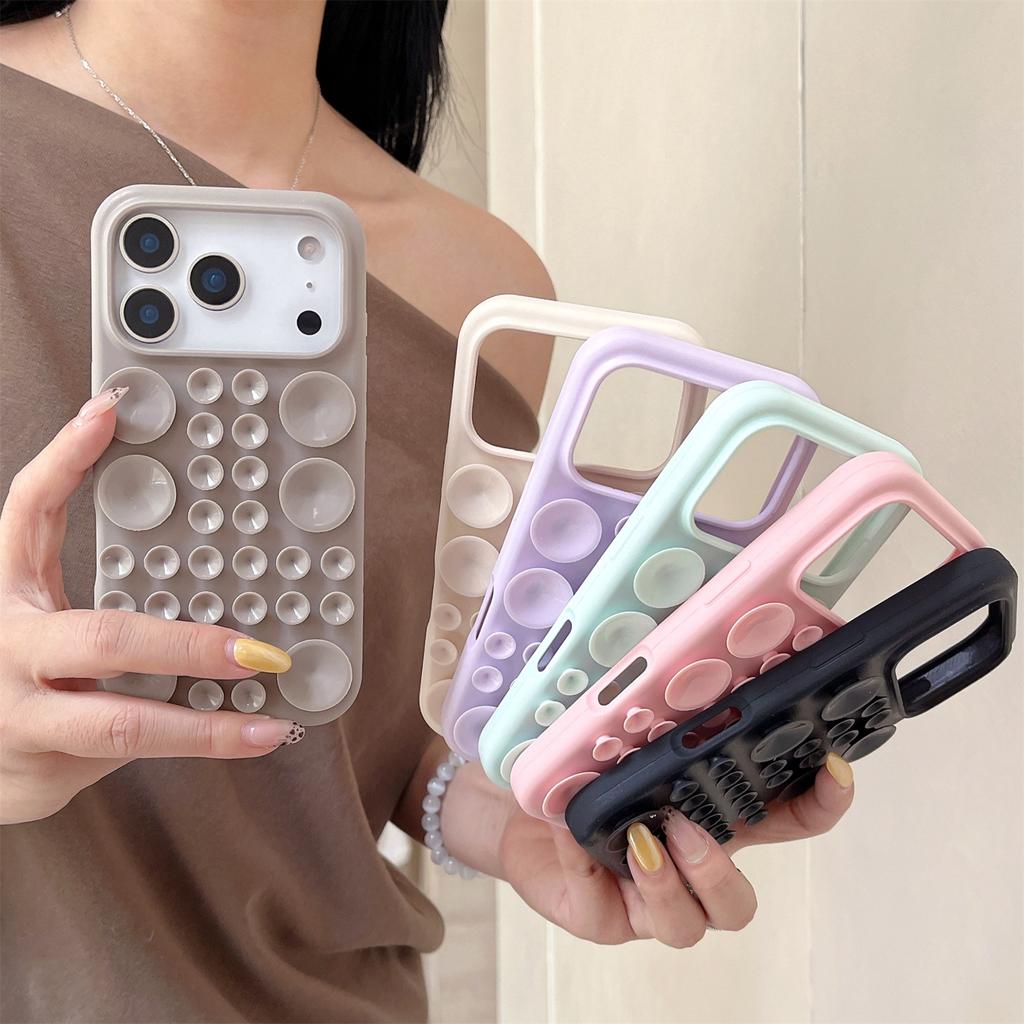 For iPhone 17 Pro Max Case Suction Cup Silicone Phone Cover with Fabric Lining