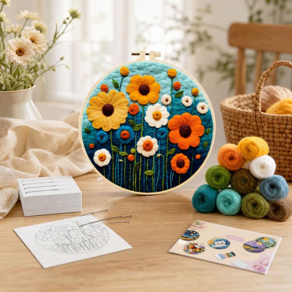 Needle Felting Kit for Beginners with Embroidery, Wool Painting Supplies for DIY Crafts and Home Decor
