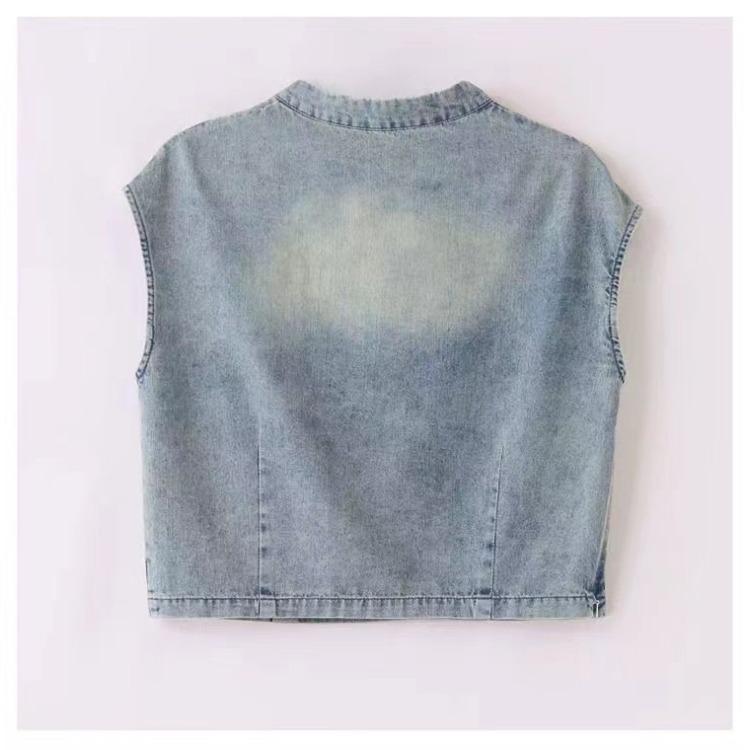 Summer Women Denim Two Piece Set Vintage Embroidered Wide Leg Shorts Chinese Fashion