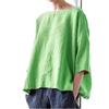 Round Neck Cotton and Linen Loose Top, Versatile and Versatile Cover Up, Women's Top