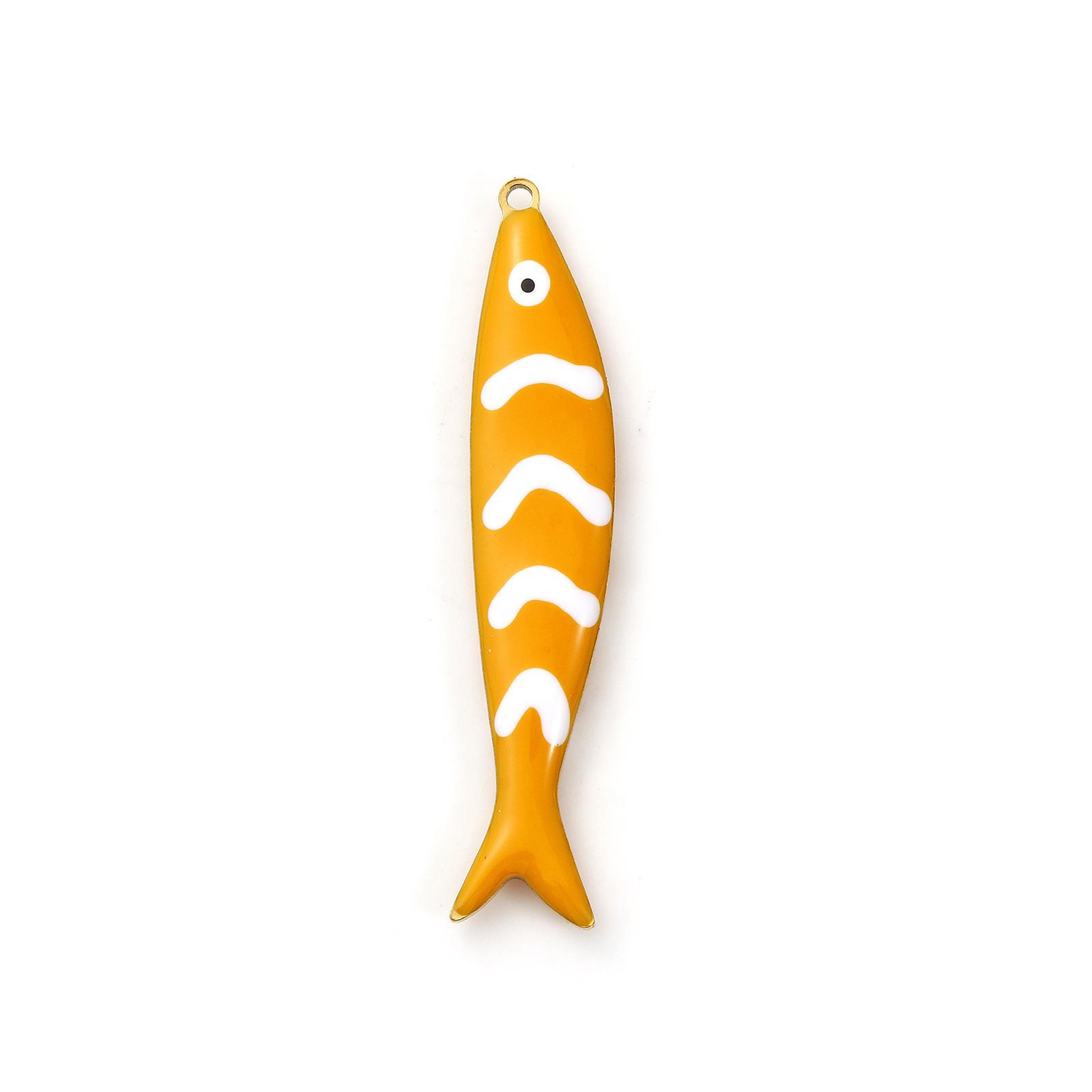 

2 Pcs 304 Stainless Steel Ocean Jewelry Pendants Fish Animal 18K Gold Plated Double-sided Enamel Charms For DIY Neckalce Making
