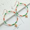 European and American Crystal Beaded Hoop Earrings – Versatile Color-Blocking Glass Christmas Fashion Accessory