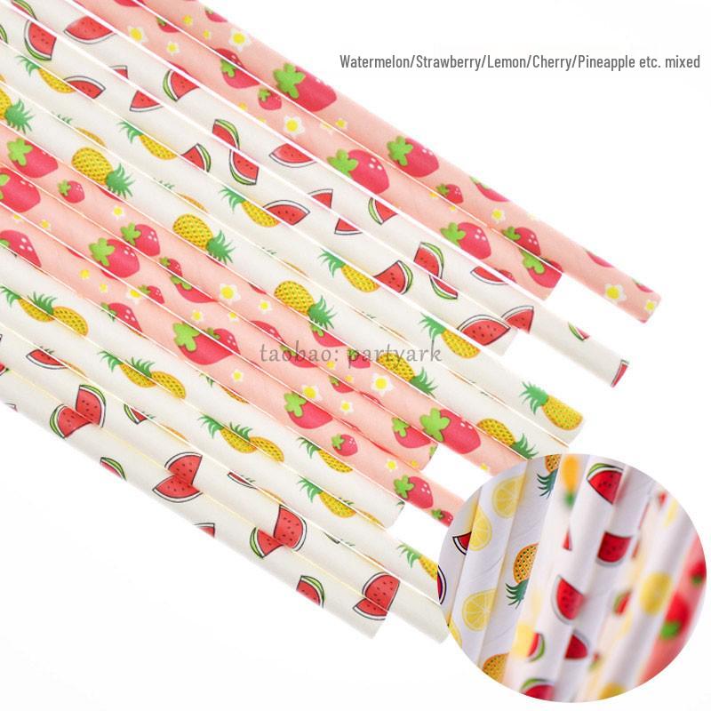 Fruit-Themed Disposable Picnic Set: Lemongrass, Strawberry, Watermelon, Pineapple Plates, Gold Foil Lace Party Plates, Cups & Napkins.