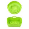 Round and Square Cooking Basket Trays in Reusable Silicone with Grip Handle Design and Crumb Collecting Base Pair