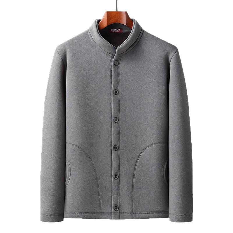 Men's Plus Velvet Cardigan: Warm, Loose-Fit Jacket for Middle-Aged and Elderly Dads