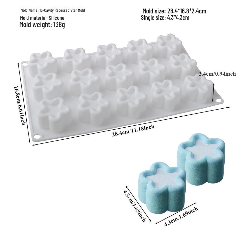 6-Cavity Flower & Heart Silicone Mousse Mold for Chocolate and Cakes