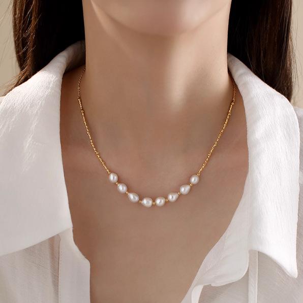 Natürliches Barockperlen-Halsband Damen Nischen-Perlen-Lächeln Schlüsselbein-Kette Temperament Halskette