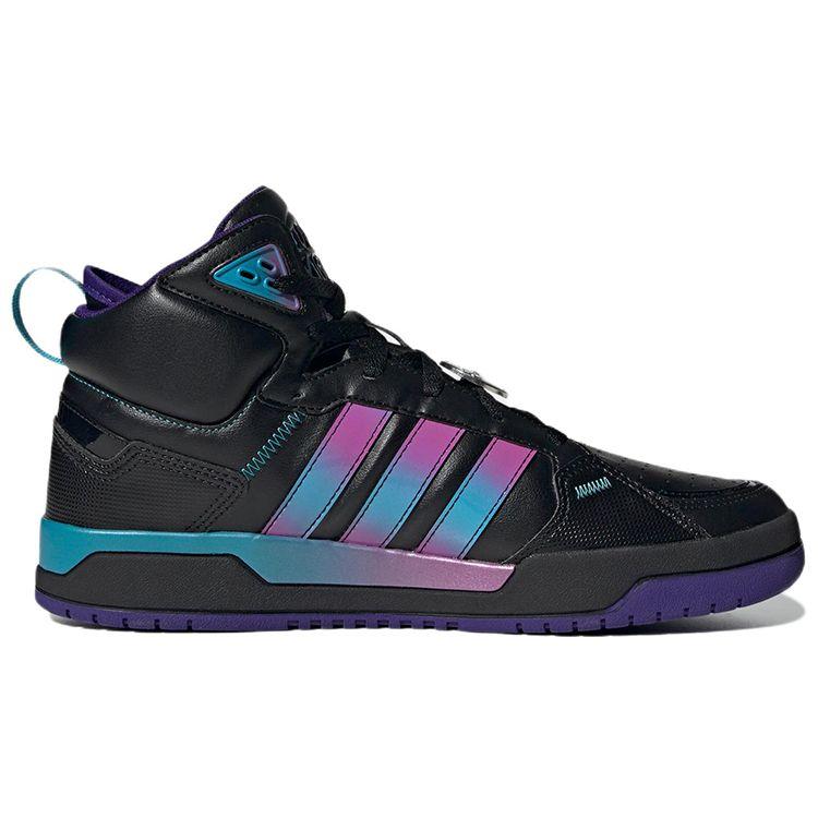 Adidas Neo 100Db Mid Casual Slip Resistant Durable High Top Skate Shoes Unisex Skate Shoes Black Purple H03422