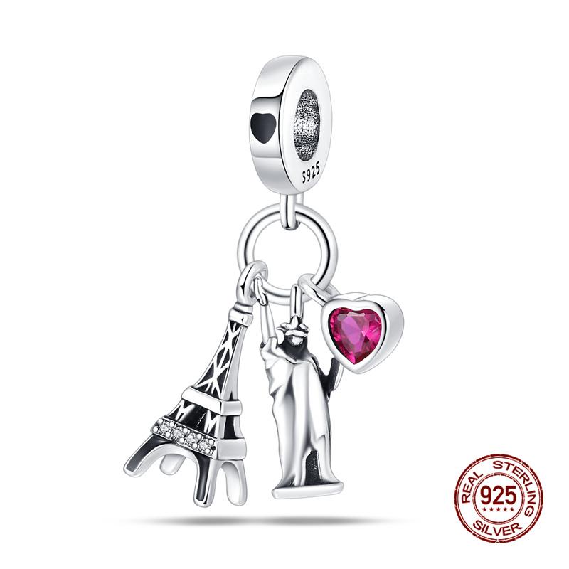 Original Charm Copper Landmark Building Series Charm Bead Fit 3Mm Original Bracelet For Women Diy Fine Jewelry Gift