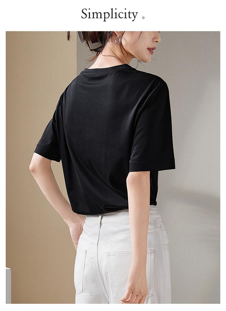 Simple commuting basic T-shirt for women in summer 2025, fashionable, loose, casual, versatile, solid color top