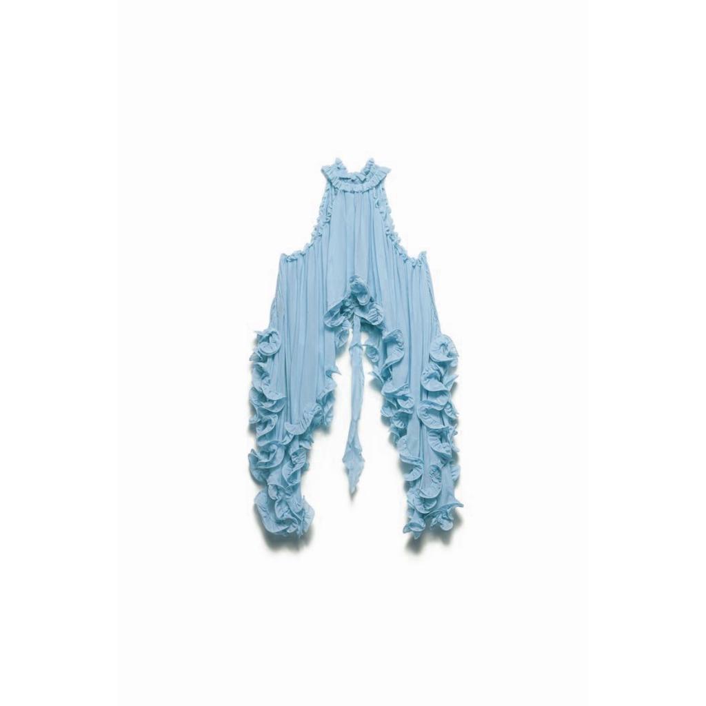 Women's Loose Fit Two-piece Skirt Suit Sleeveless Chiffon Top Belted Waist Ruffle Mini Skirt Co-ord Set