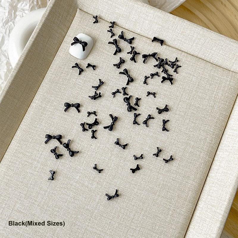 50Pcs Colorful Bow Nail Art Parts Charms Bulk Shiny Mini Resin Ribbon Nail Rhinestones Diy Summer Nail Art Decor Accessories