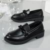 Large Size Loafers Women's 2025 Spring and Autumn Foreign Trade New Solid Color Round Head Thick Heel Women's Casual British Single Shoes