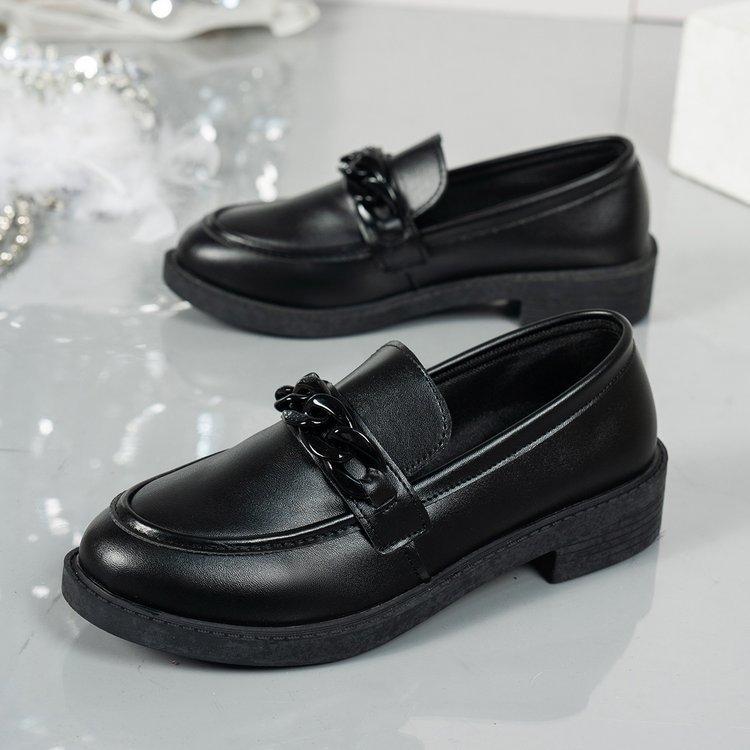 Large Size Loafers Women's 2025 Spring and Autumn Foreign Trade New Solid Color Round Head Thick Heel Women's Casual British Single Shoes