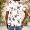 Women Plus Size Keyhole Ring Neck Cold Shoulder Short Sleeve Cartoon Bunny Print White T Shirt