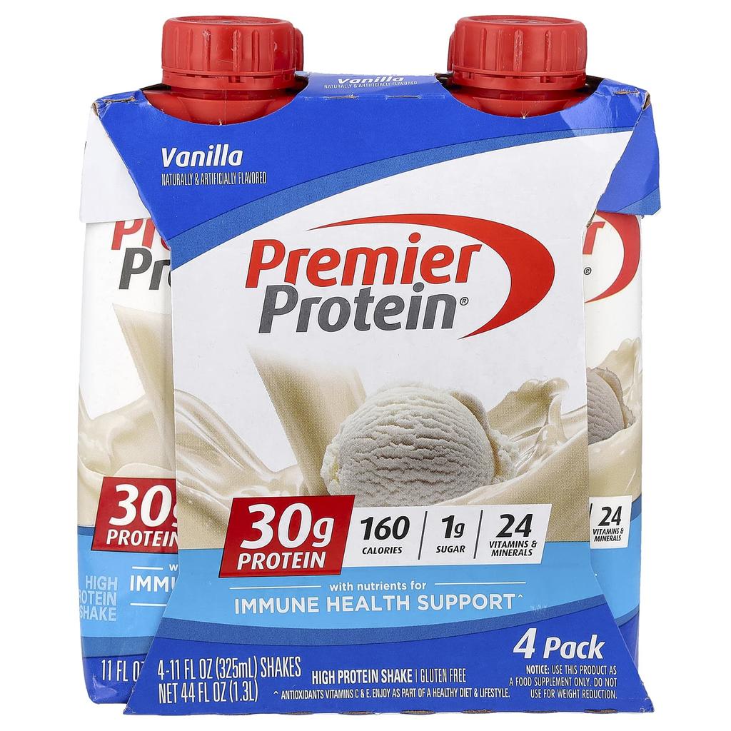 Premier Protein, High Protein Shake, Vanilla, 4-Count, 325ml (11fl oz) Each