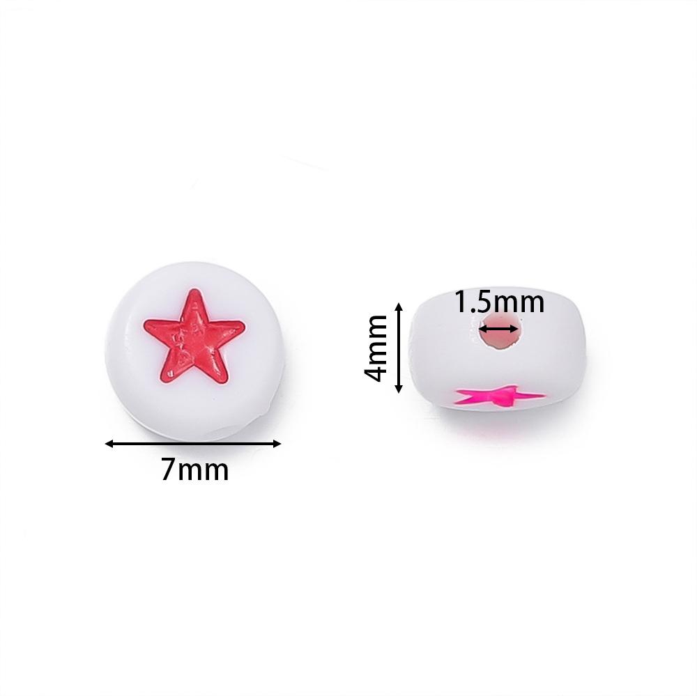 100pcs/Lot Colorful Acrylic Star Beads 7mm Flat Round Letter Spacer Bead for Bracelet Necklace Earrings Jewelry Making Supplies