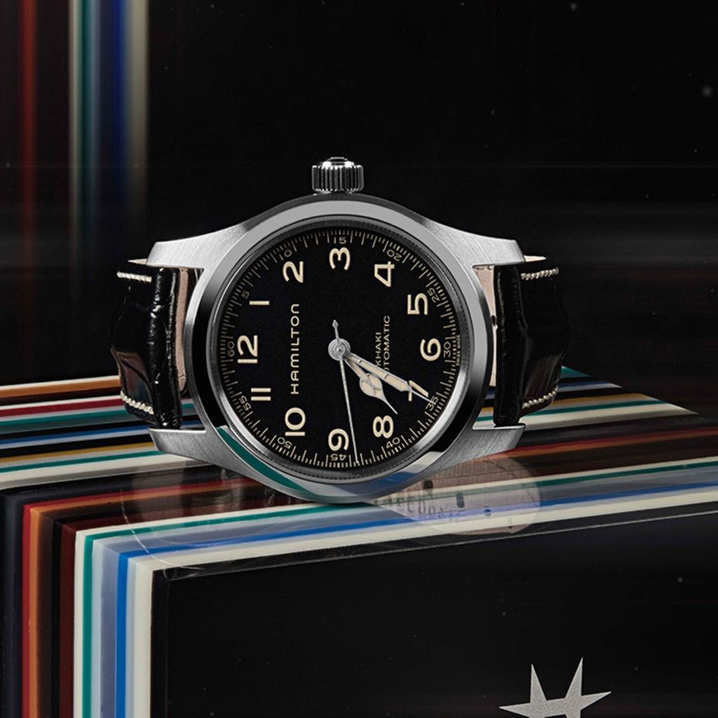 Hamilton H70605731 Khaki Field Murph Auto 42mm Black Leather Men's Watch (Interstellar Watch)