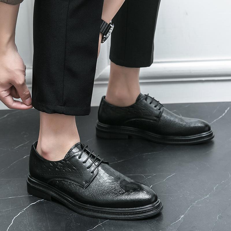 

Мужские формальные туфли на шнуровке черного цвета. Износостойкая мужская кожаная обувь. Деловые туфли. Универсальная обувь для свадебных вечеринок. 10 чёрный