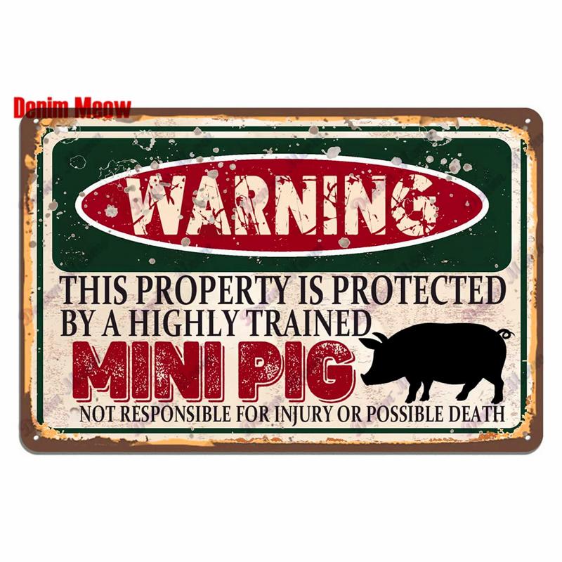 Vintage Warning Funny Animals Metal Sign Chicken Sheep Pig Octopus Wall Poster for Private Wall Painting Decor WY
