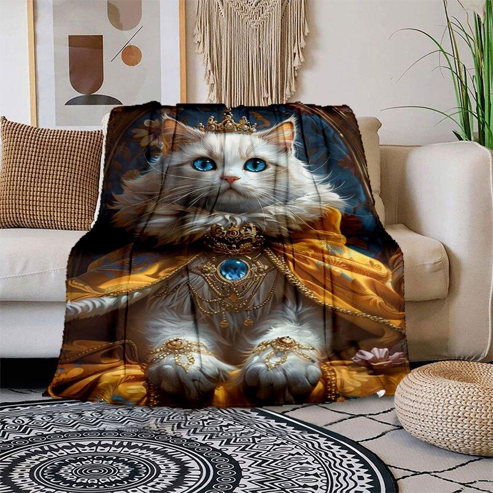 

Royal Cat Crowned in Gold: Luxury Pet Accessories for Your Feline MajestyBlanket Flannel Throw Blanket for Sofa, Bed, Travel, Camping, Offic 150x180cm
