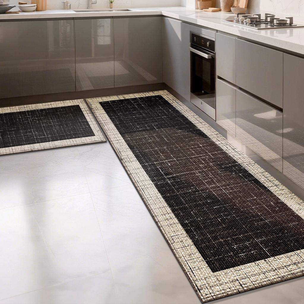 Kitchen Floor Mat Runner Rug Long Carpet Absorbent Carpets Black Minimalist Luxury Home Decoration Rugs Alfombra De Cocina