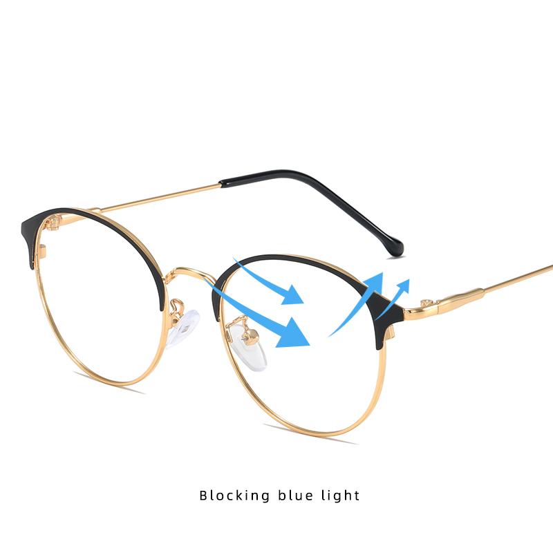 Herren Runde Anti Blaulicht Kurzsichtigkeitsbrille Damen Metall Myopie Photochromatische Korrektionsbrille 0 -0.5 -0.75 -1.0 Bis -6.0