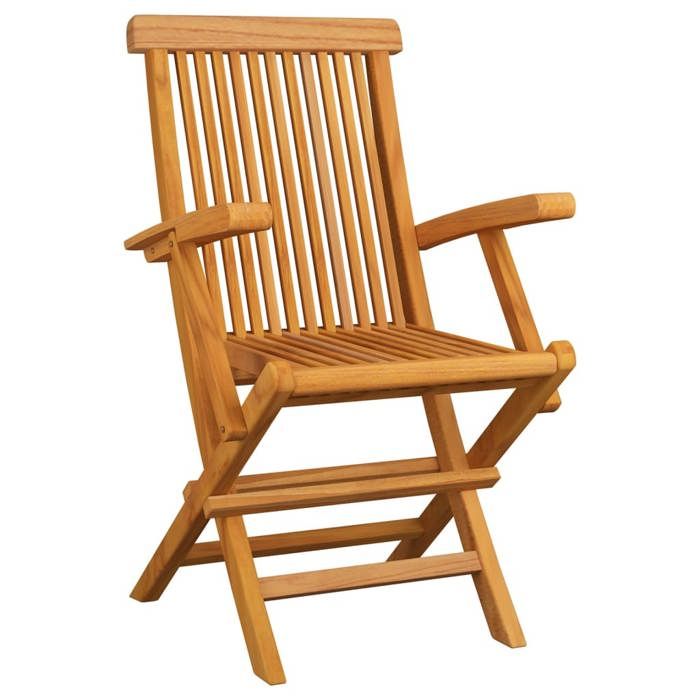 Chaises de jardin - MAISON EXCLUSIVE - Lot de 8 - Bois teck massif - Pliantes - Coussins verts