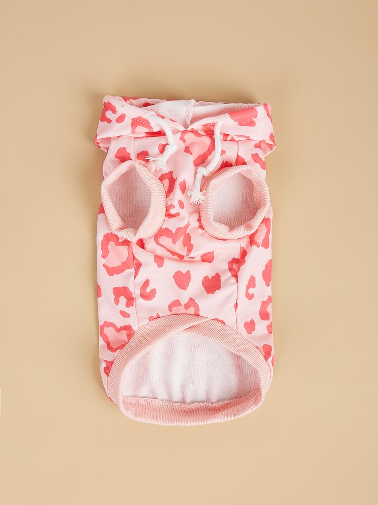 Cute Pink Pet Hoodie with Heart Print, 3D Purple Dinosaur Spikes On Hood, Trendy Sweatshirt Clothes for Small Dog Girl Cat Puppy