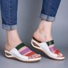 Wedge Slippers Women's Summer New Vintage Hollow Thick Soled Slippers Match Color Word with Women's Shoes