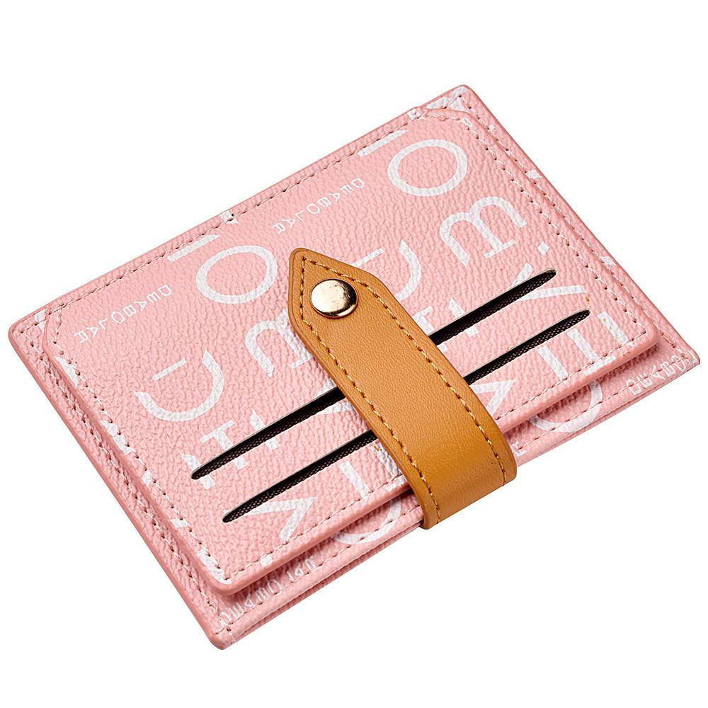 

Fashionable European And American Vintage Ladies Mini Wallet With Buckle Closure And Letter Pattern Pink Red