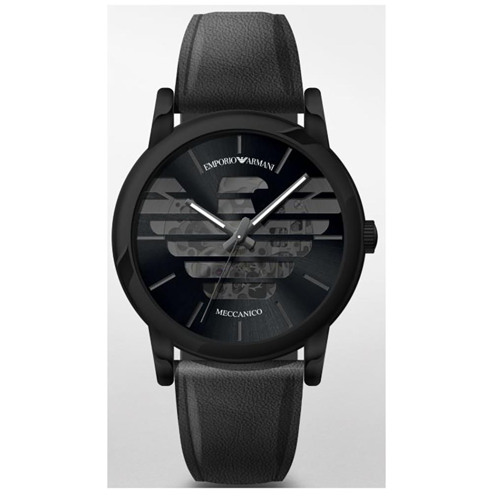 

Emporio Armani Luigi Black Black Leather Men s Automatic Skeleton Watch AR60032 чёрный