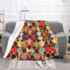 Heritage Traditional Geometric Moroccan Tiles Style Artwork. Latest Super Soft Warm Light Thin Blanket Moroccan Africa Boho