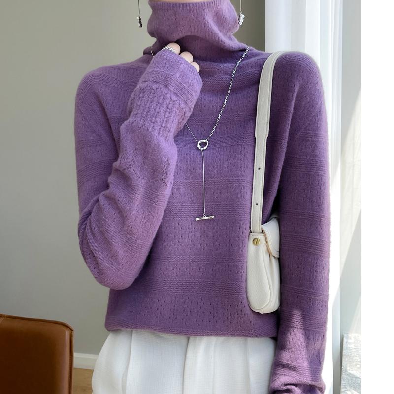 Dame Cashmere Sweater Qinghe Cashmere 30% Cashmere 70% Uld Efterår og Vinter Pullover Varm og Moderigtig