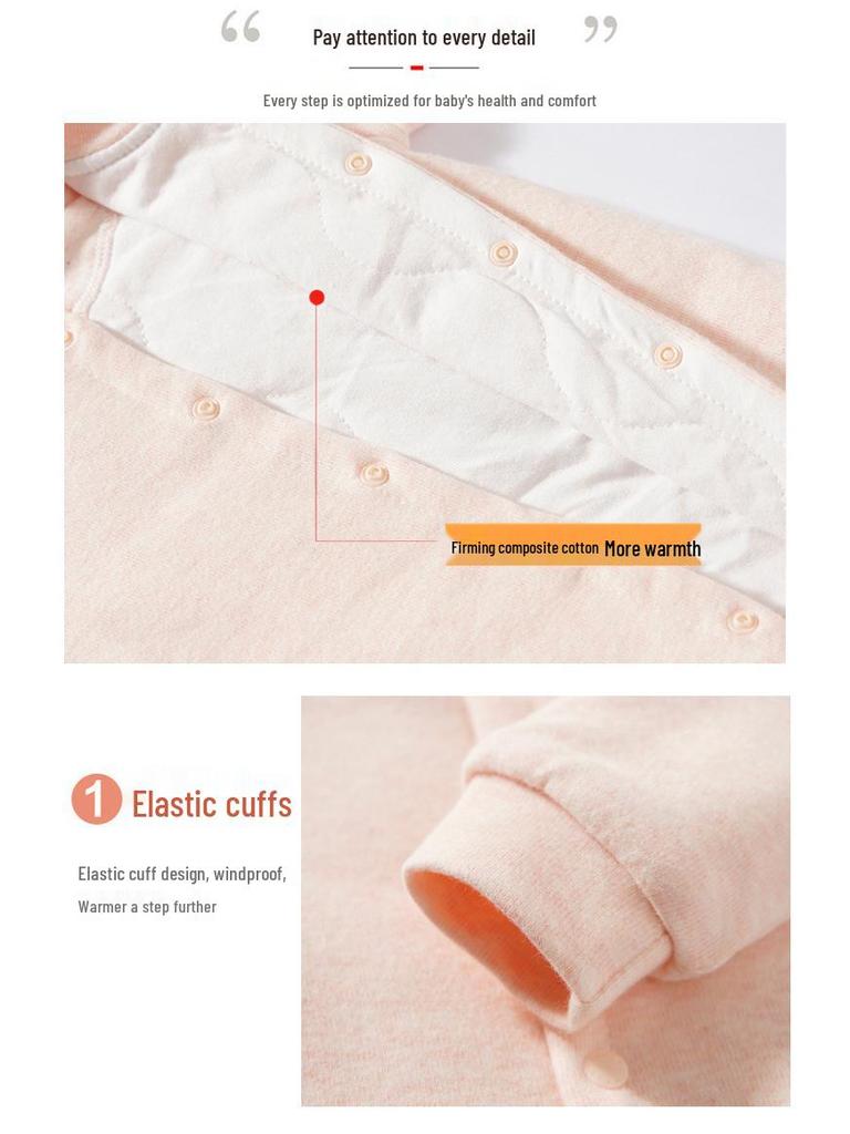 Frühlings- & Herbst-Baby-Baumwoll-Strampler: Gesteppter Samt, Langärmlig, Dünner Einteiler für Neugeborene