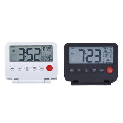 Digital Travel Foldable Alarm Clock with Large LCD Display Calendar Temperature Gauges Snooze Backlight Battery Operated